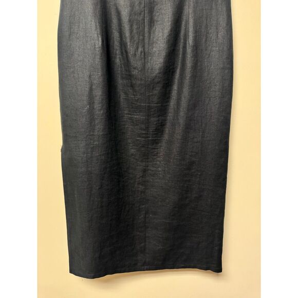 VTG - TALBOTS 100% Irish Linen Black Keyhole Front Sheath Midi Dress, Sz 12P - Picture 10 of 12